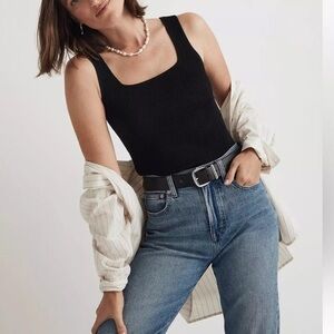 madewell rib squareneck sweater tank
